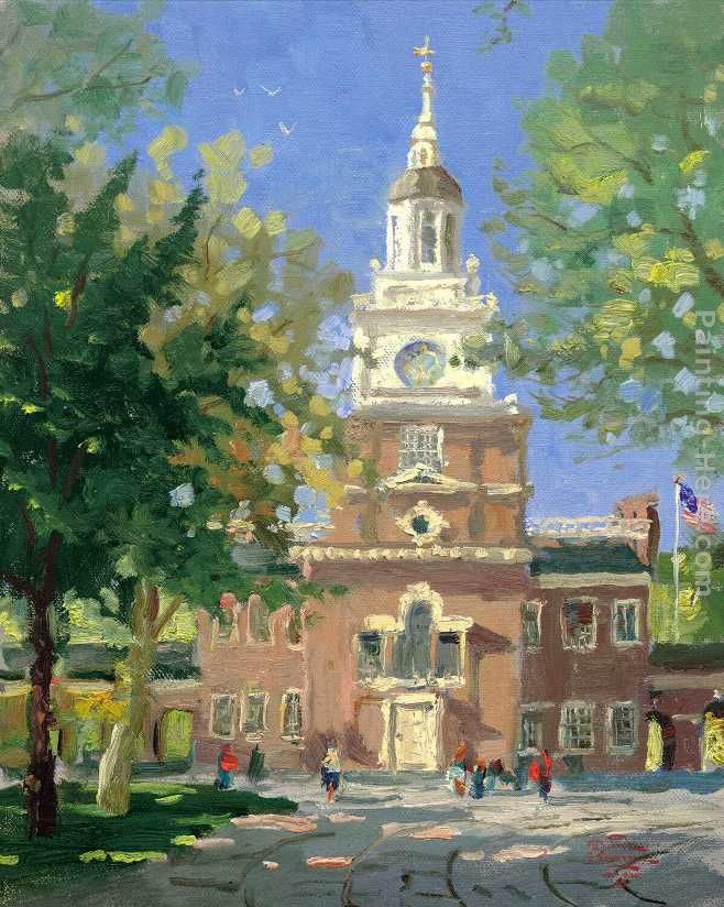 Liberty Plaza Philadelphia painting - Thomas Kinkade Liberty Plaza Philadelphia art painting